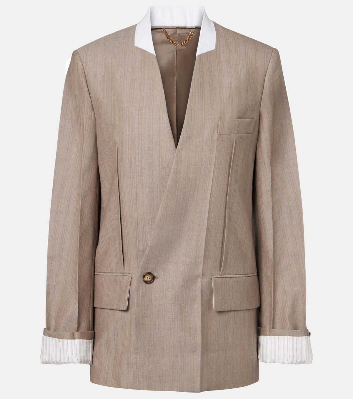 Victoria Beckham Herringbone virgin wool blazer