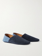 Mr P. - Collapsible-Heel Two-Tone Suede Travel Slippers - Blue