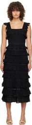 ZIMMERMANN Black Illustration Frilled Midi Dress