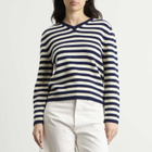 Nothing Written Women's Molly V-Neck Pullover in Ivory Stripe