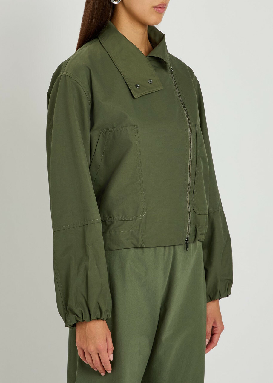 Vince Sculpted Cotton-blend Poplin Jacket Khaki