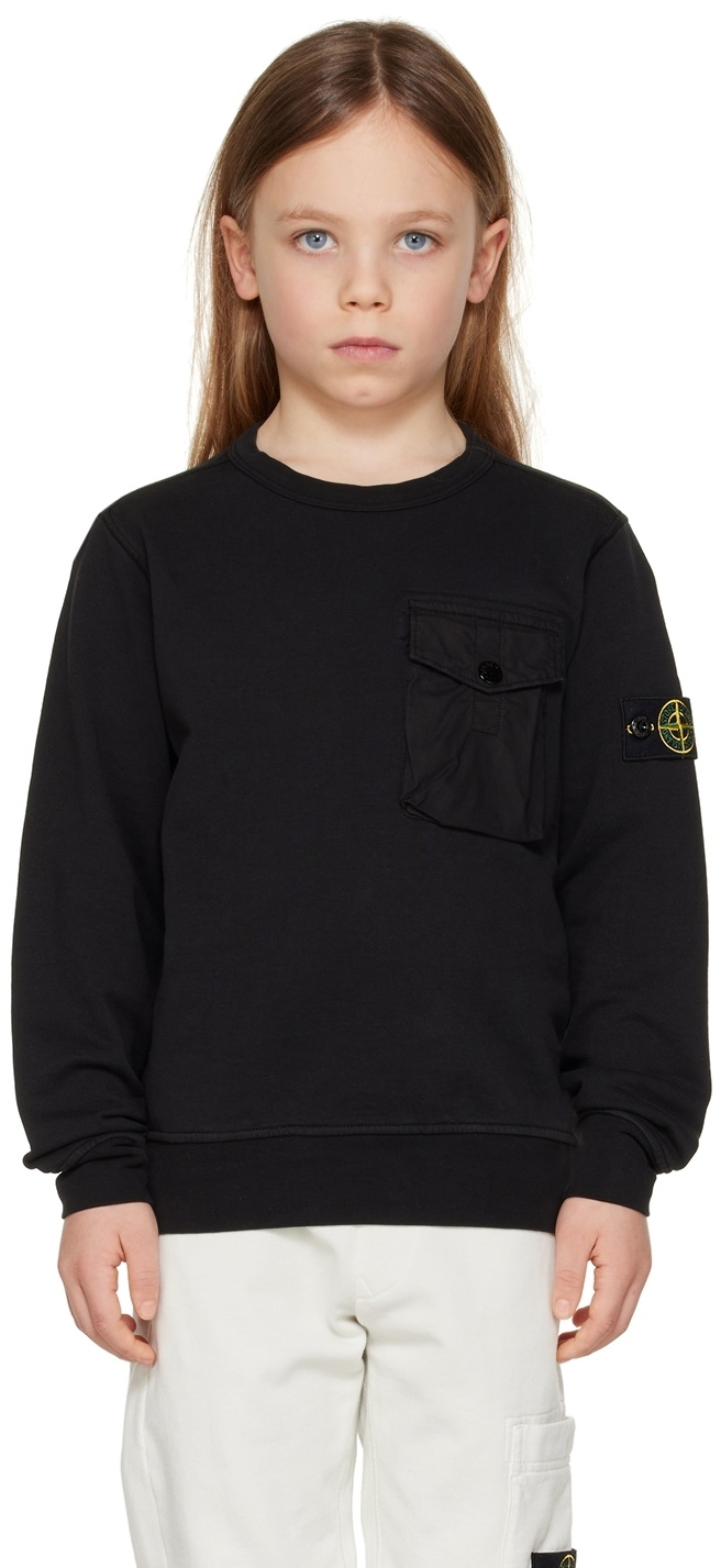 Stone Island Junior Kids Black Pocket Sweatshirt Stone Island Junior