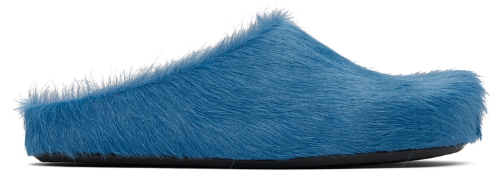 Photo: Marni Blue Long Hair Calfskin Fussbett Slip-on Loafers
