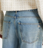 Area Distressed embellished wide-leg jeans