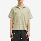 Kartik Research Men's Hand Embroidered Flower Shirt in Sage/Pearl