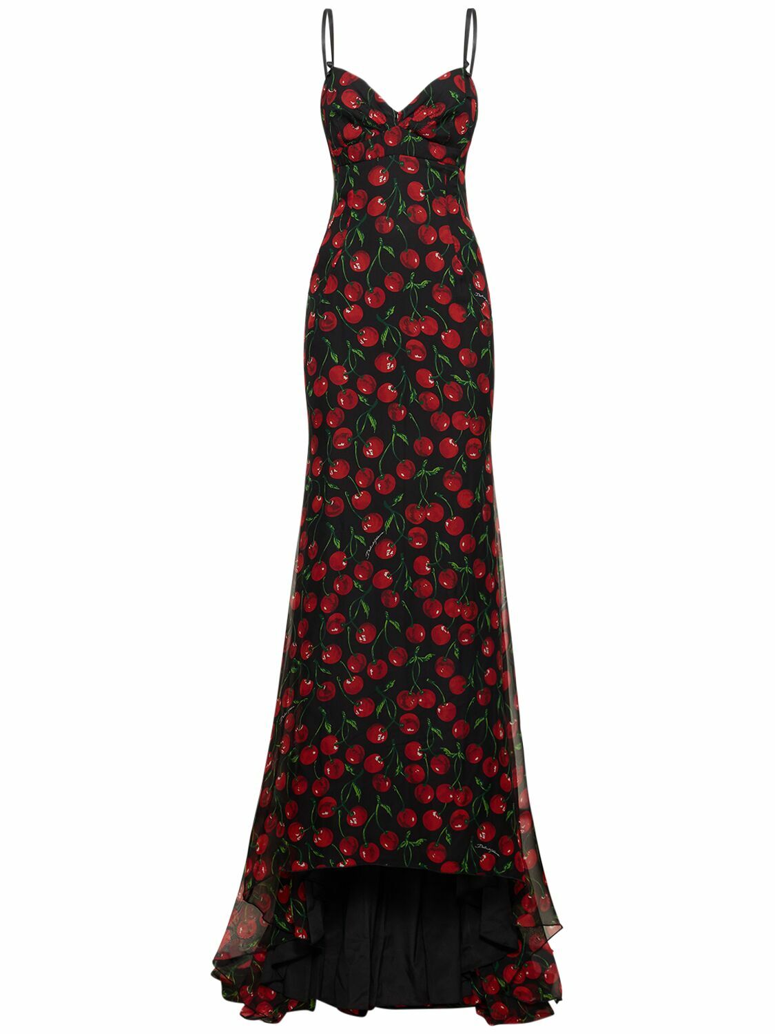 DOLCE & GABBANA - Cherry Printed Silk Chiffon Gown Dolce & Gabbana DOLCE & GABBANA - Cherry Printed Silk Chiffon Gown Dolce & Gabbana