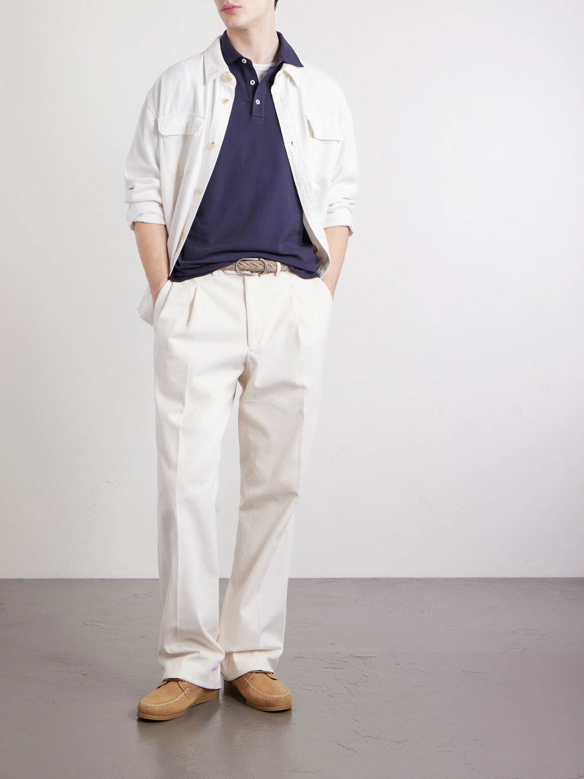 Altea - Greg Cotton-Blend Piqué Polo Shirt - Blue