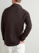 Thom Sweeney - Shawl-Collar Ribbed Merino Wool Cardigan - Brown