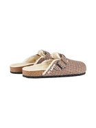 MC2 Saint Barth Woman Furry Sandal Clogs With Pied De Poule Print