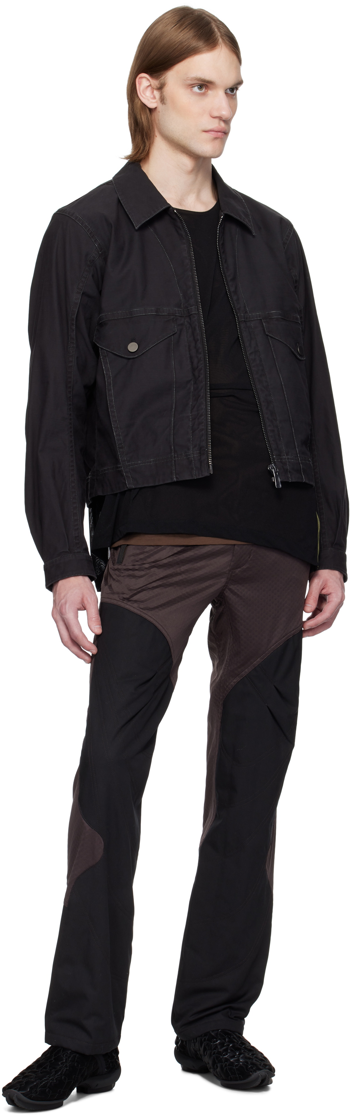 A. A. Spectrum Black Westwind Slim Trucker Jacket
