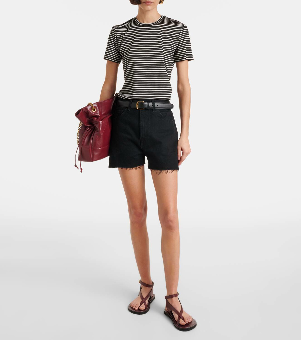 Nili Lotan Lana striped cotton-blend T-shirt