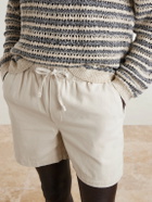 FRAME - Straight-Leg Cotton-Canvas Drawstring Shorts - Neutrals