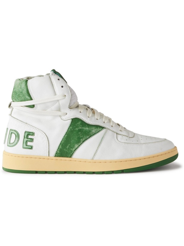 Photo: Rhude - Rhecess Sky Suede-Trimmed Leather High-Top Sneakers - White