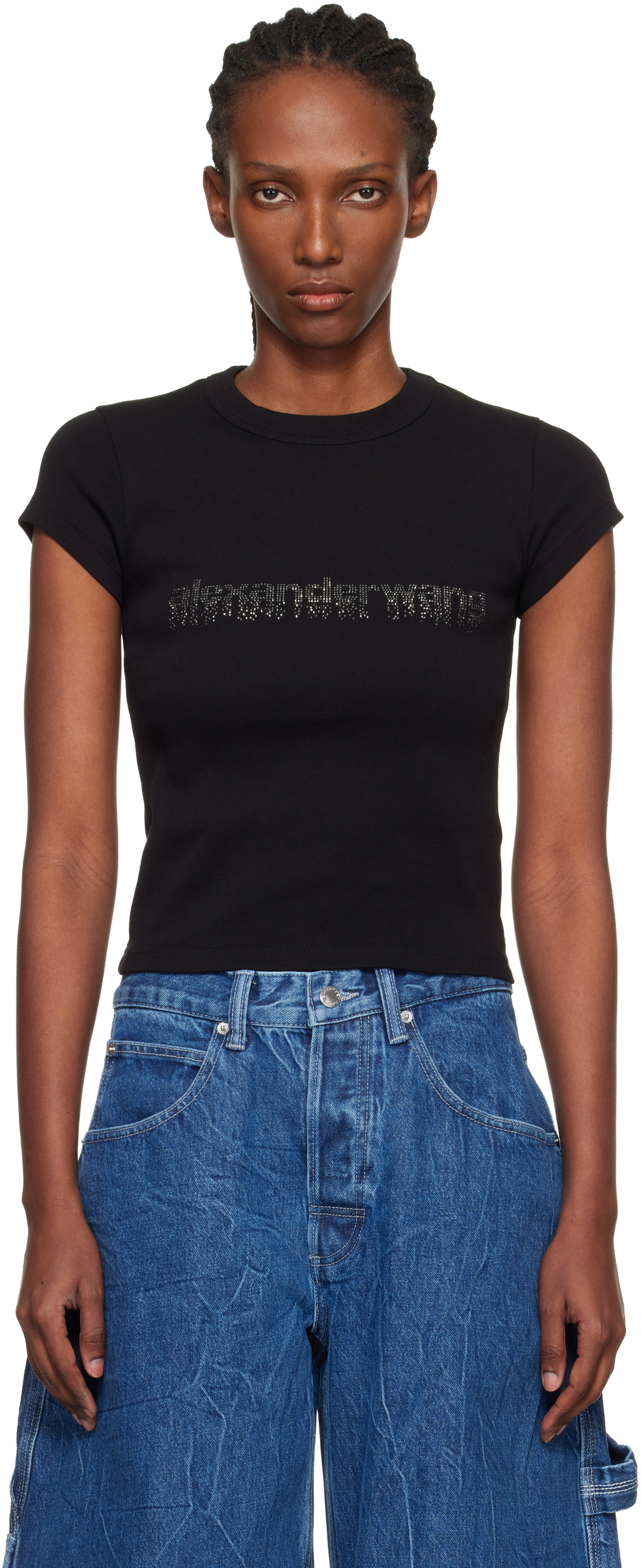 Alexander Wang Red Cropped Long Sleeve T-Shirt Alexander Wang