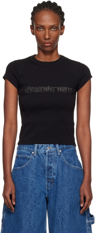 Photo: Alexander Wang Black Crystal Logo Cotton Baby T-shirt