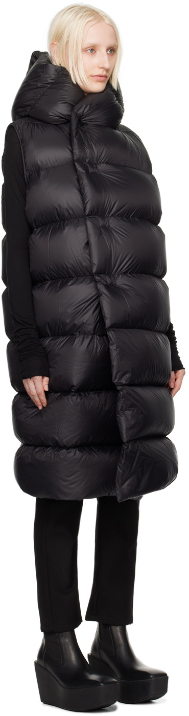 Rick Owens Black Porterville Hooded Down Vest