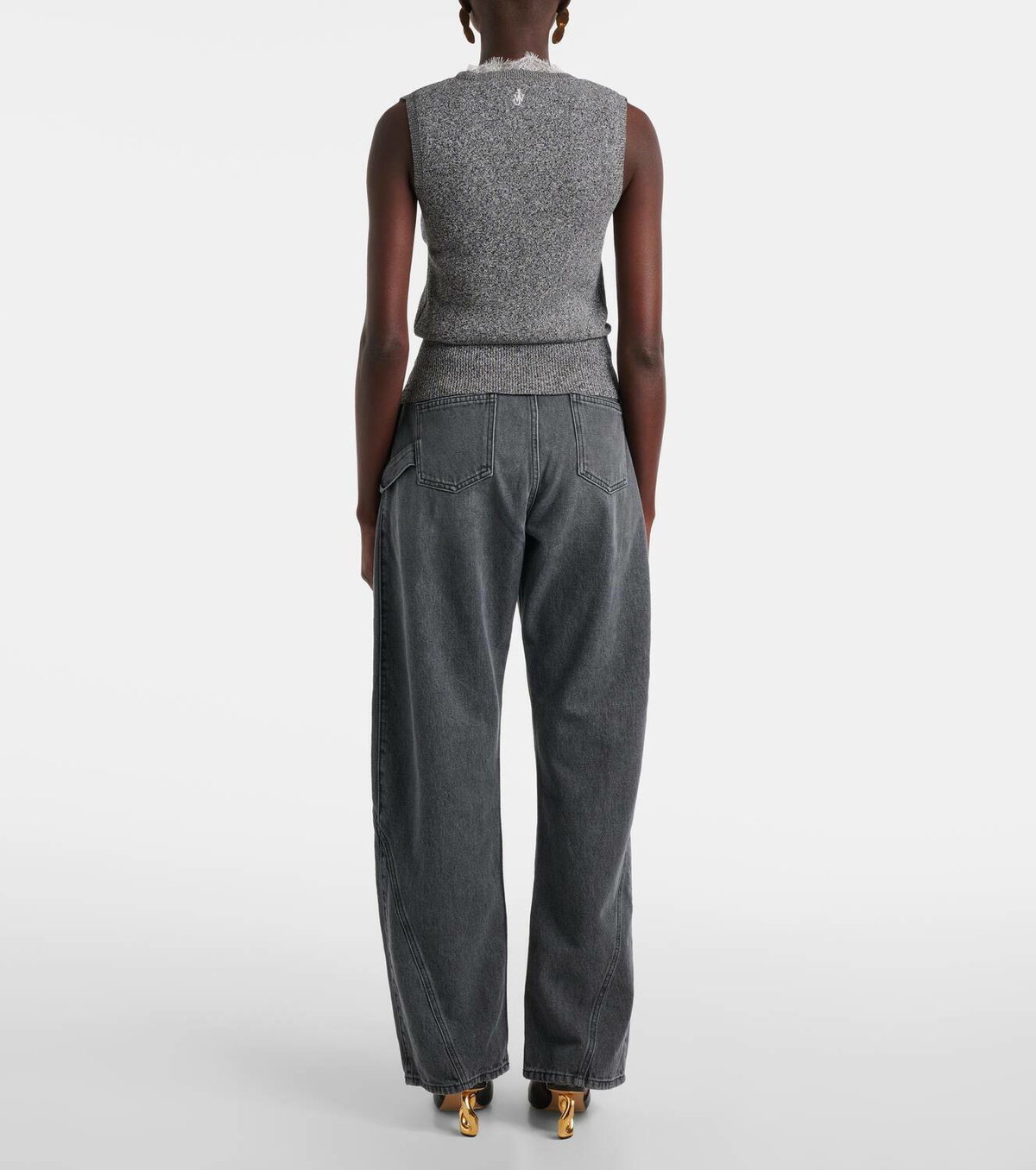 JW Anderson Lace-trimmed cotton-blend sweater vest