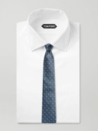 TOM FORD - 8cm Polka-Dot Embroidered Herringbone Silk Tie