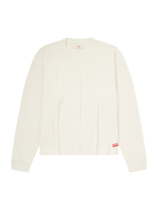 Photo: Cherry Los Angeles - Logo-Print Cotton Waffle-Jersey T-Shirt - Neutrals