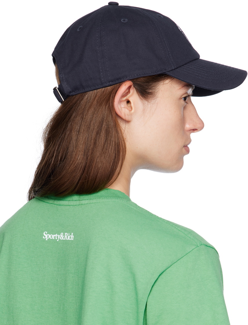 Sporty & Rich Navy 'SRHWC' Embroidered Cap