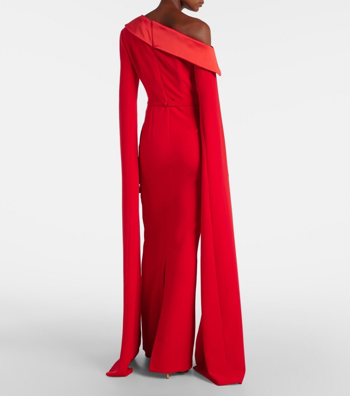 Safiyaa Rinoa caped crépe gown