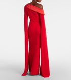 Safiyaa Rinoa caped crépe gown
