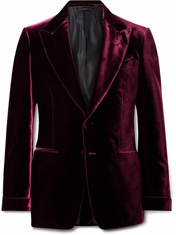 Photo: TOM FORD - Shelton Velvet Tuxedo Jacket - Burgundy
