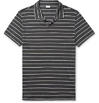 Onia - Shaun Slim-Fit Striped Knitted Slub Linen-Blend Polo Shirt - Men - Charcoal