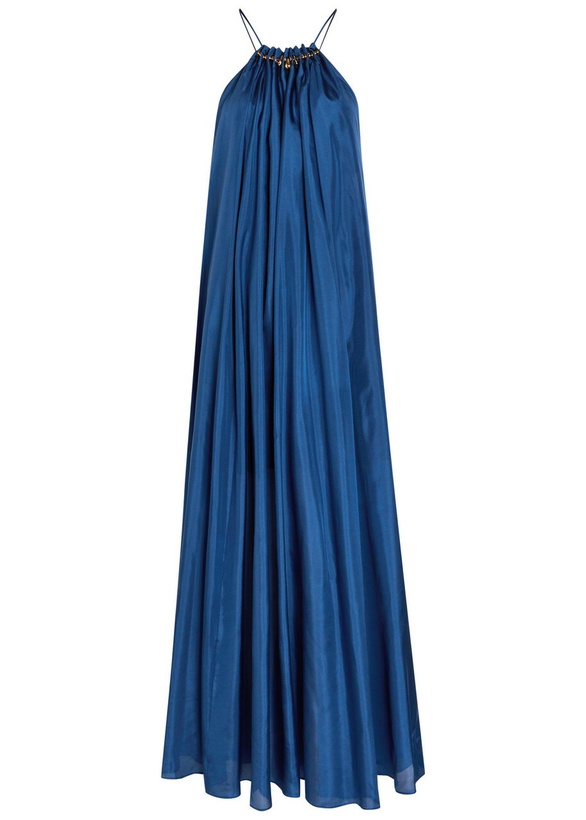 Photo: Zimmermann Aster Gathered Silk Maxi Dress Dark Blue
