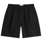 Folk Men's Relaxed Assembly Shorts in Black Seersucker