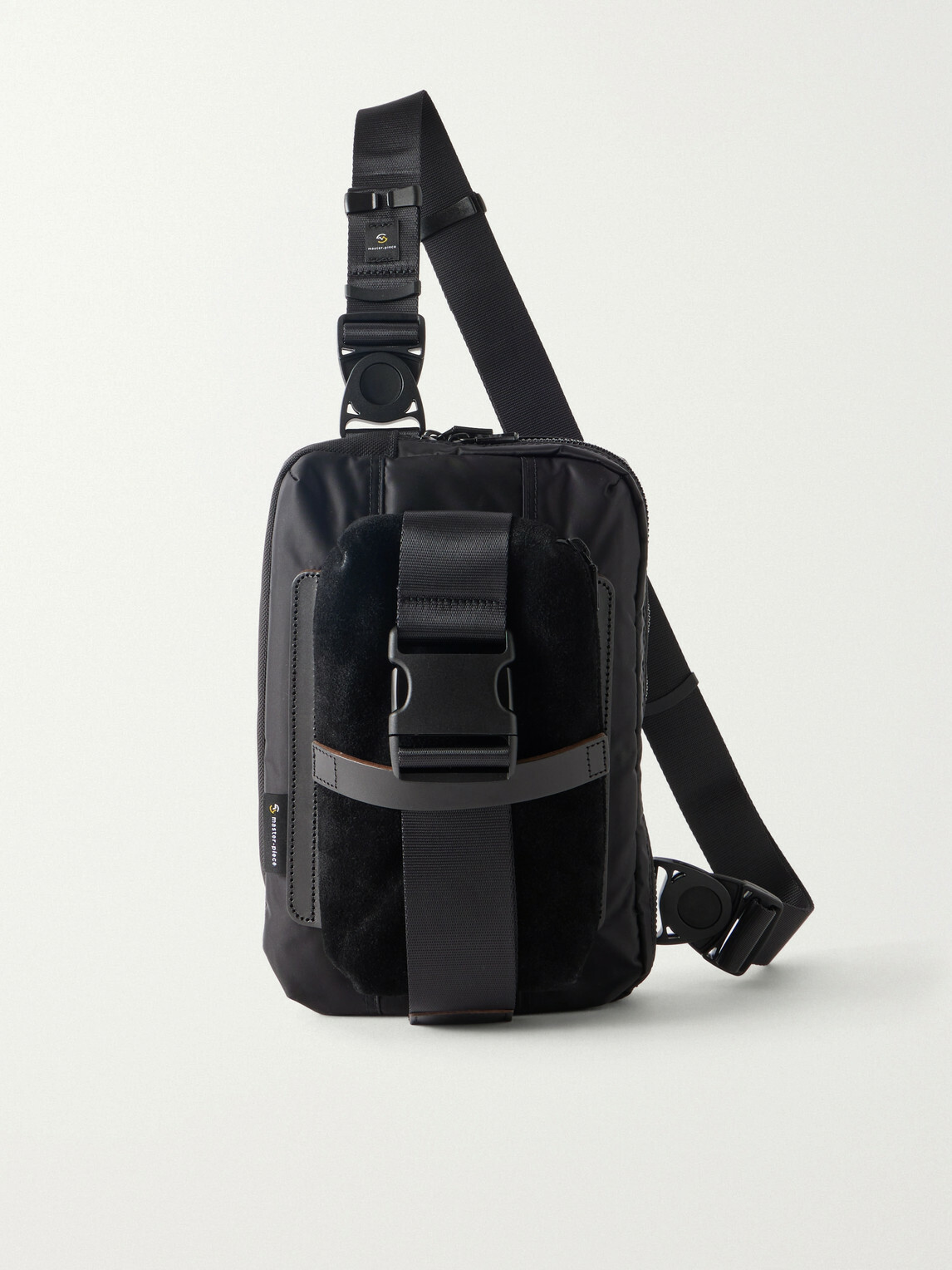 Master-Piece - Sling Suede and Leather-Trimmed Nylon-Twill Messenger Bag