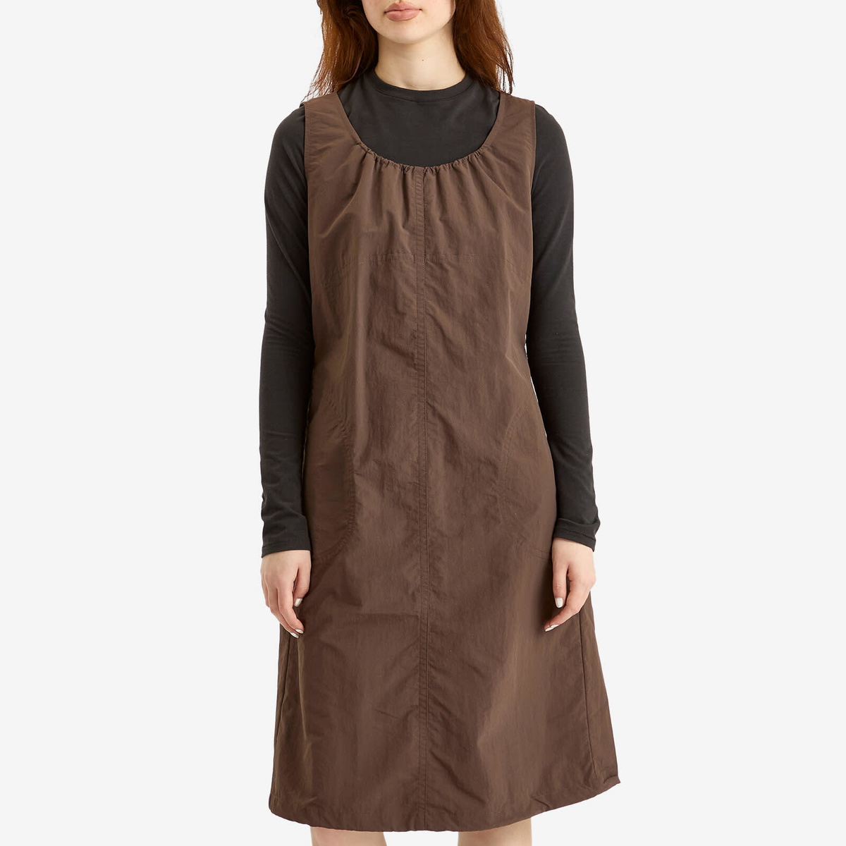 Gramicci Women's Nylon Midi Dress in Deep Brown