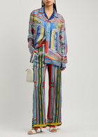 Casablanca Le Palais En Fleur Printed Silk Trousers Multicoloured