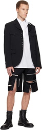 Comme des Garçons Homme Plus Black Wool Nylon Flannel Shorts