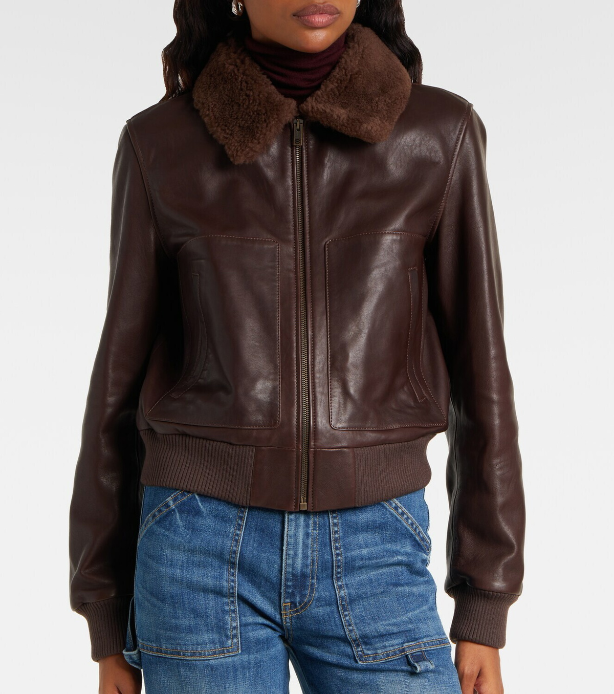 Nili Lotan Shearling-trimmed leather jacket