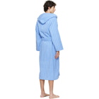 Tekla Blue & White Terry Hooded Bathrobe