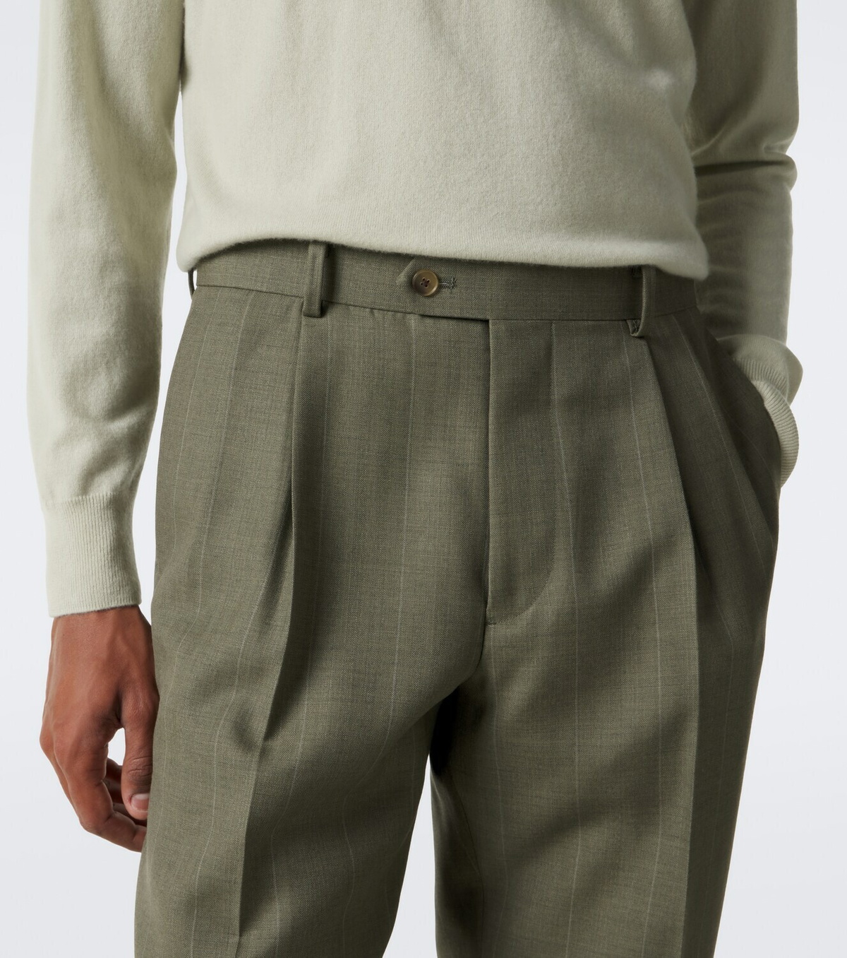 Auralee Chalk stripe wool straight pants