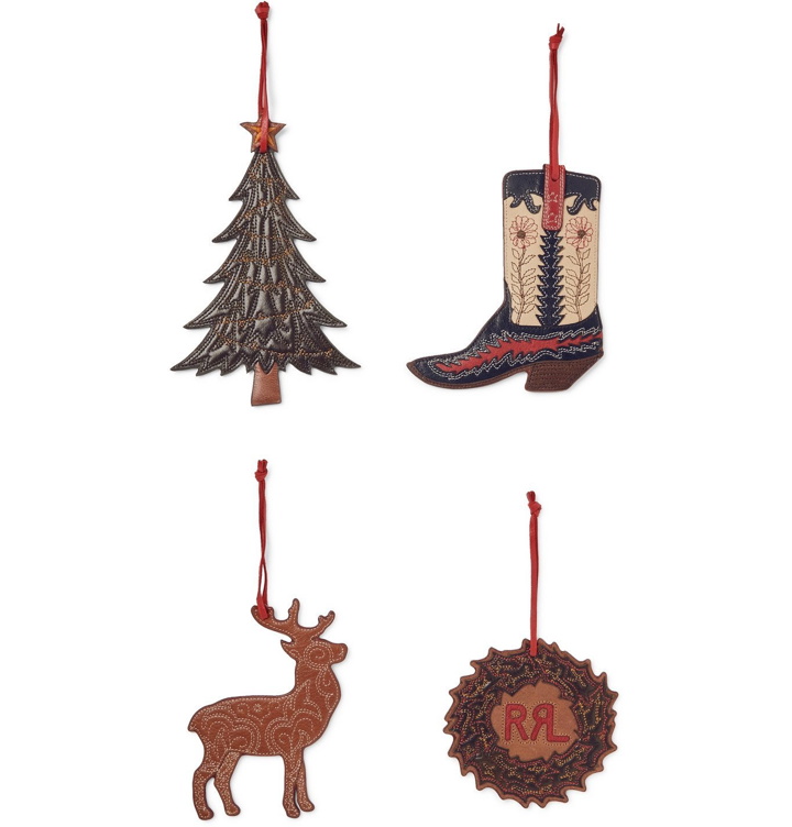 Photo: RRL - Set of Four Painted Leather Ornaments - Unknown