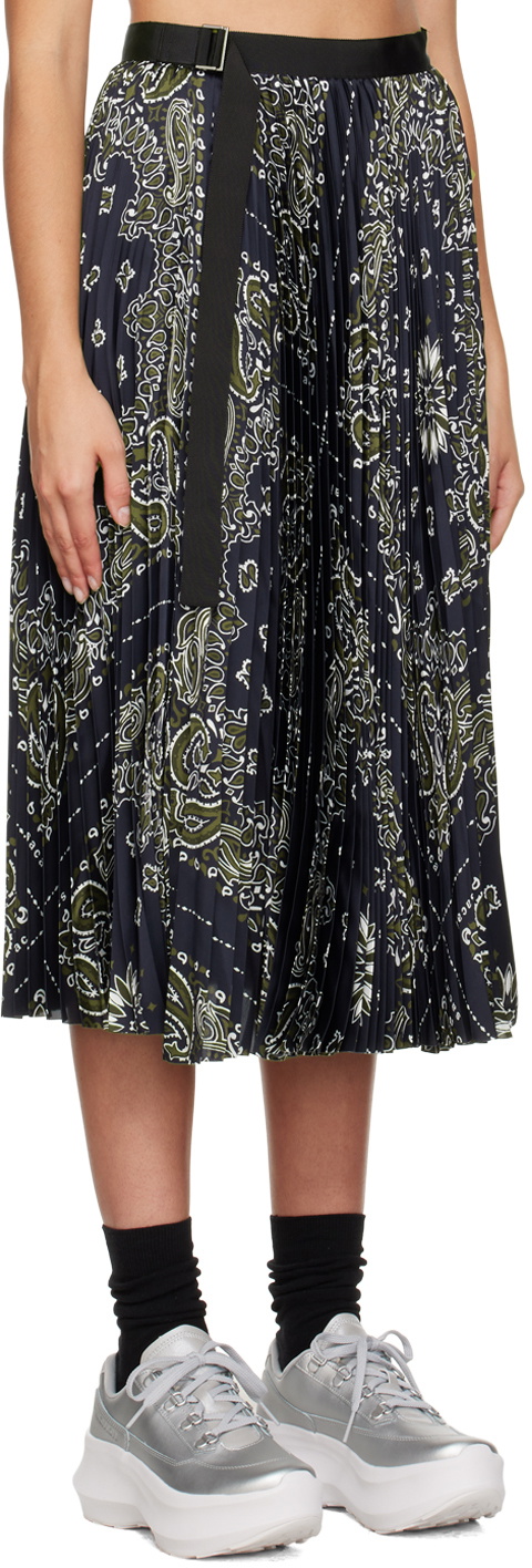 sacai Navy Bandana Print Midi Skirt Sacai