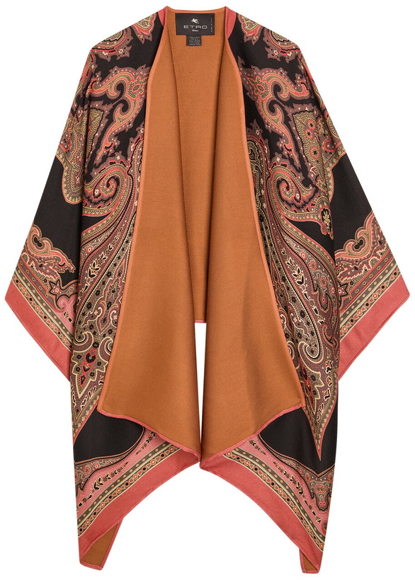 Photo: Etro Patterned-jacquard Wool-blend Cape - No Colour - One Size