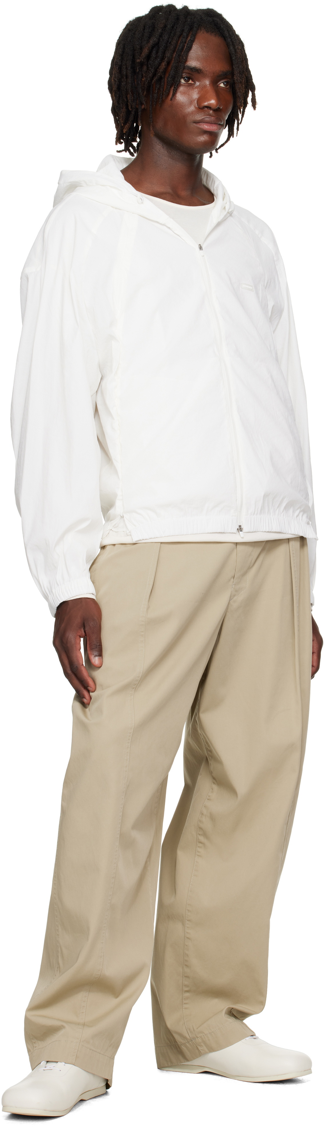 AMOMENTO White Nylon Hooded Jacket