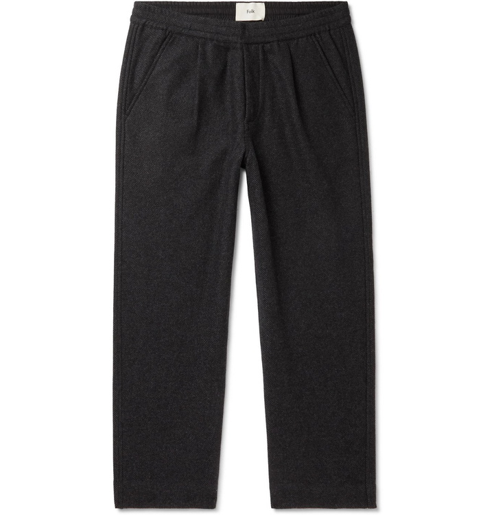 Photo: FOLK - Alber Checked Wool-Blend Trousers - Gray