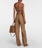 Versace Versace Allover leather-trimmed bustier