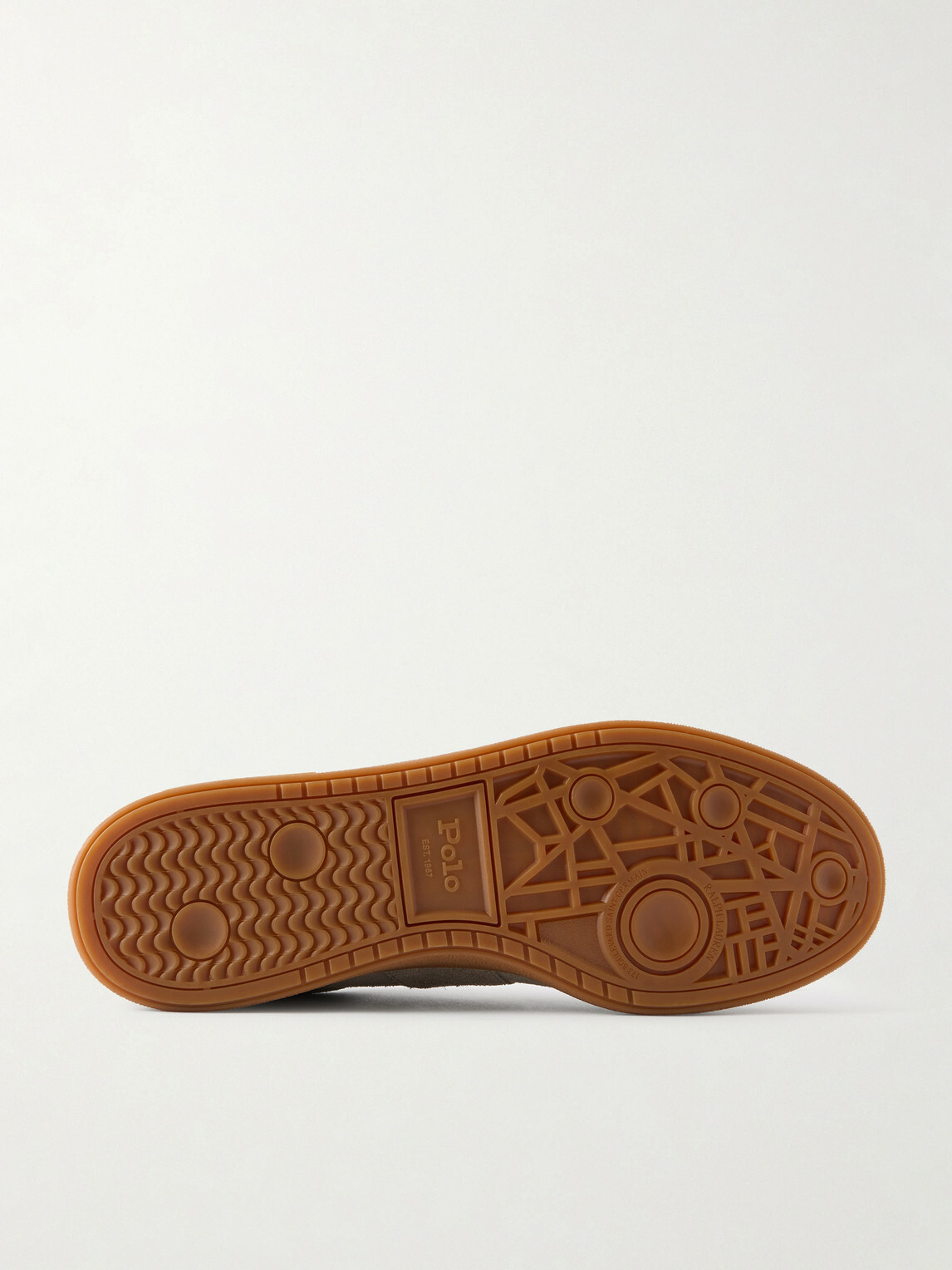 Polo Ralph Lauren - Bedford Logo-Embroidered Leather-Trimmed Suede Sneakers - Gray