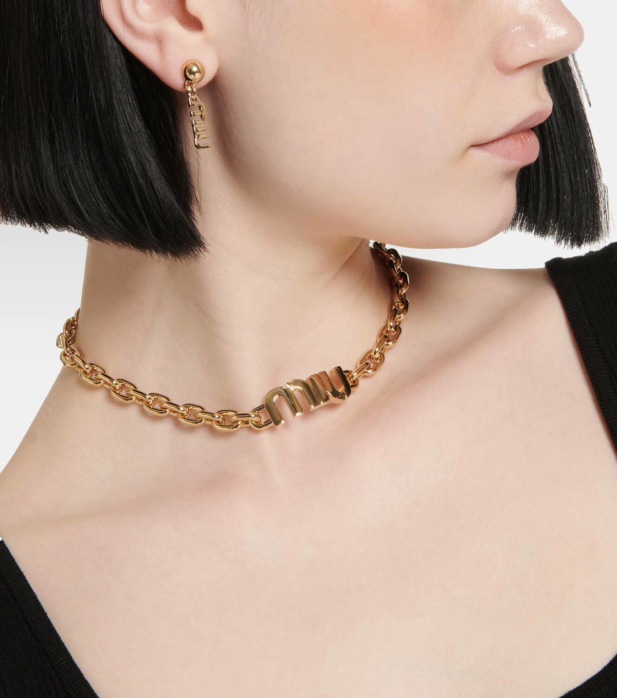 Miu Miu Logo drop earrings