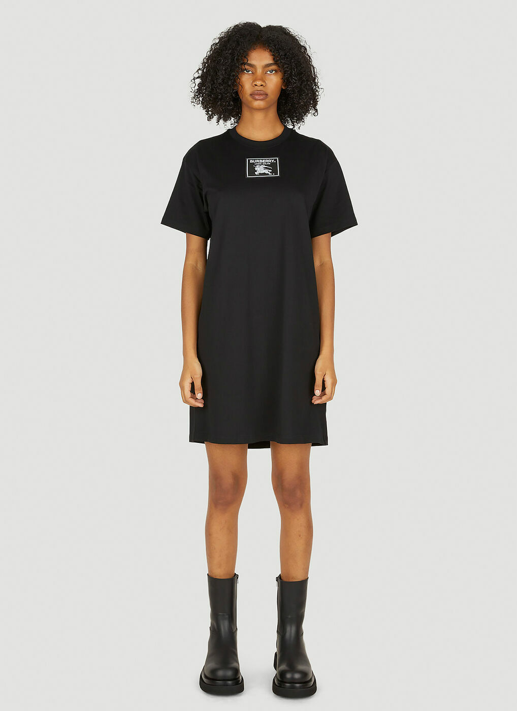 Logo Patch Dress in Black Burberry