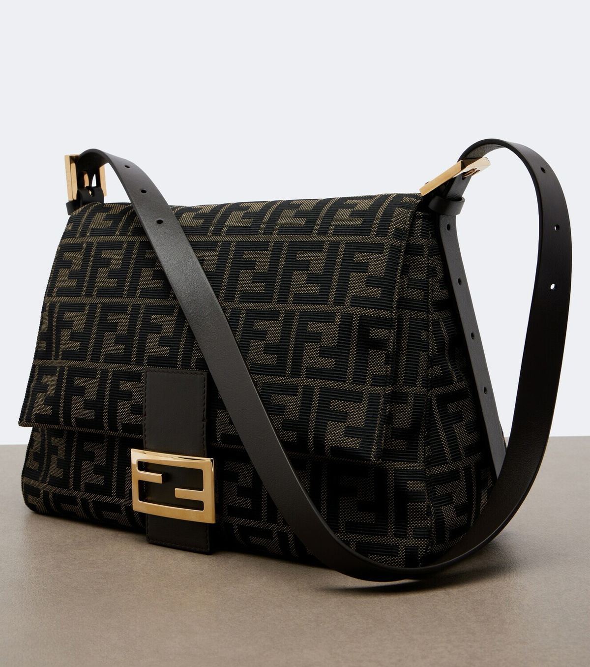 Fendi Baguette® Flap Medium FF Zucca canvas shoulder bag