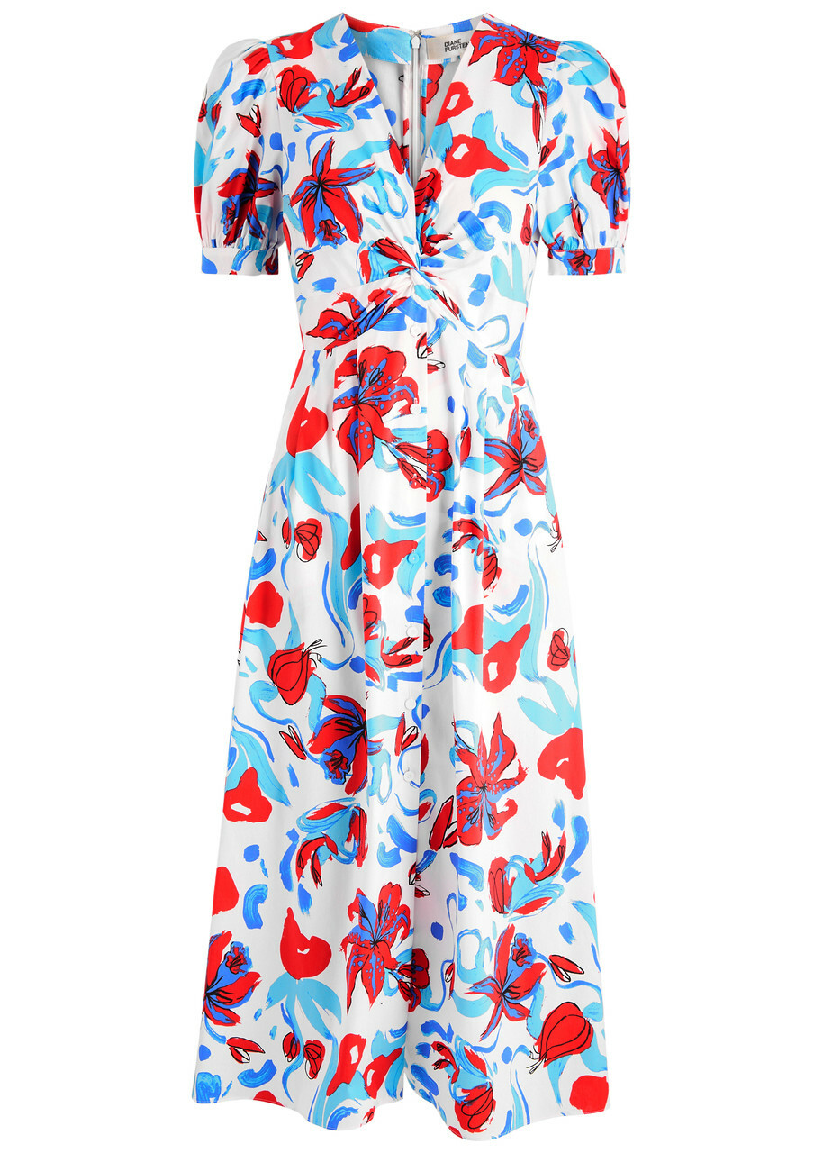 Diane Von Furstenberg Heather Floral-print Cotton-blend Midi