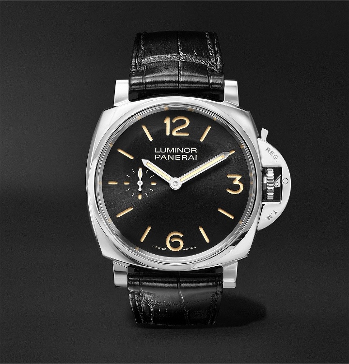 Photo: Panerai - Luminor 1950 3 Days Acciaio 42mm Stainless Steel and Alligator Watch, Ref. No. PAM00676 - Black