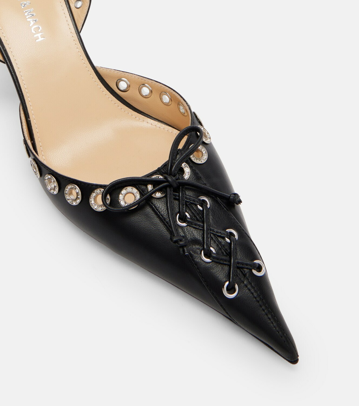 Mach & Mach Crystalized Corset 65 leather slingback pumps